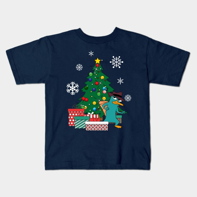 Perry The Platypus Around The Christmas Tree Kids T-Shirt by Nova5